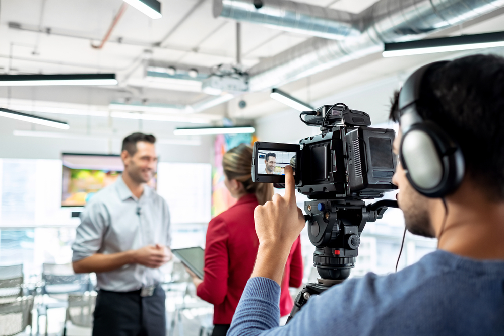 Local Film Crew interviewing a reporter